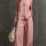 MAR | 2-Piece Cotton and Linen Set with Vest and Pants