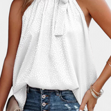Adela | Leopard Print Sleeveless Top with High Neck and Bow
