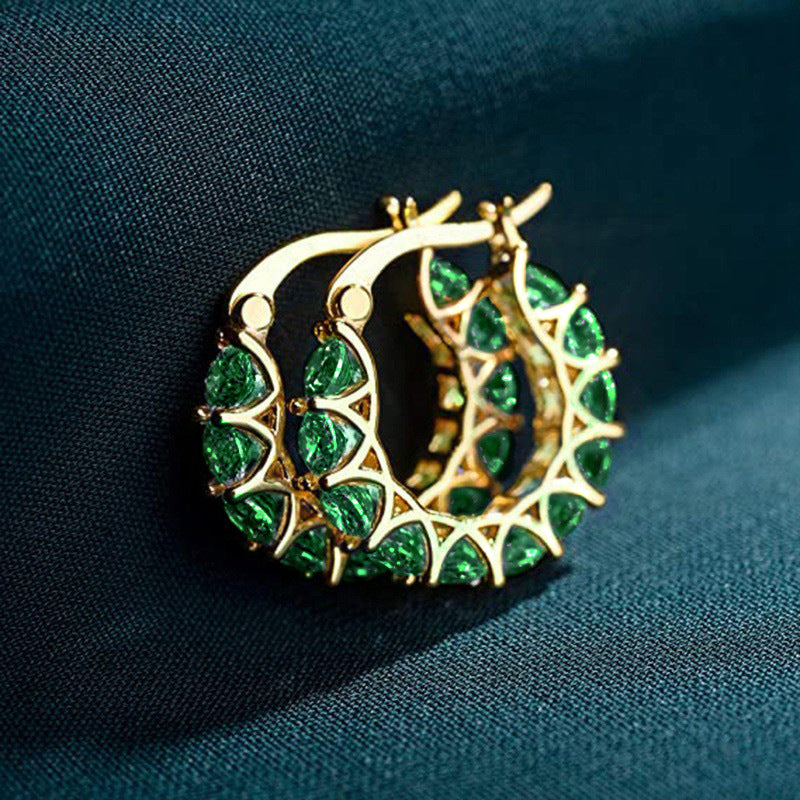 ELENA | Gold and White Hoop Earrings