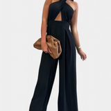 Jessica Mono Halter Crossback with Open Back and Wide Leg