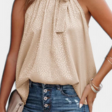 Adela | Leopard Print Sleeveless Top with High Neck and Bow