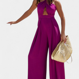 Jessica Mono Halter Crossback with Open Back and Wide Leg