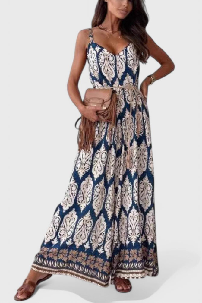 Gabriella Wide Leg Jumpsuit with Bold Print