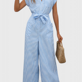 Inés Wide-Leg Striped Jumpsuit