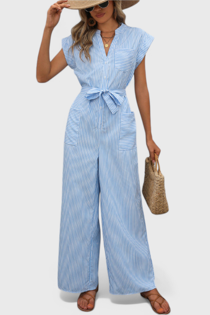 Inés Wide-Leg Striped Jumpsuit