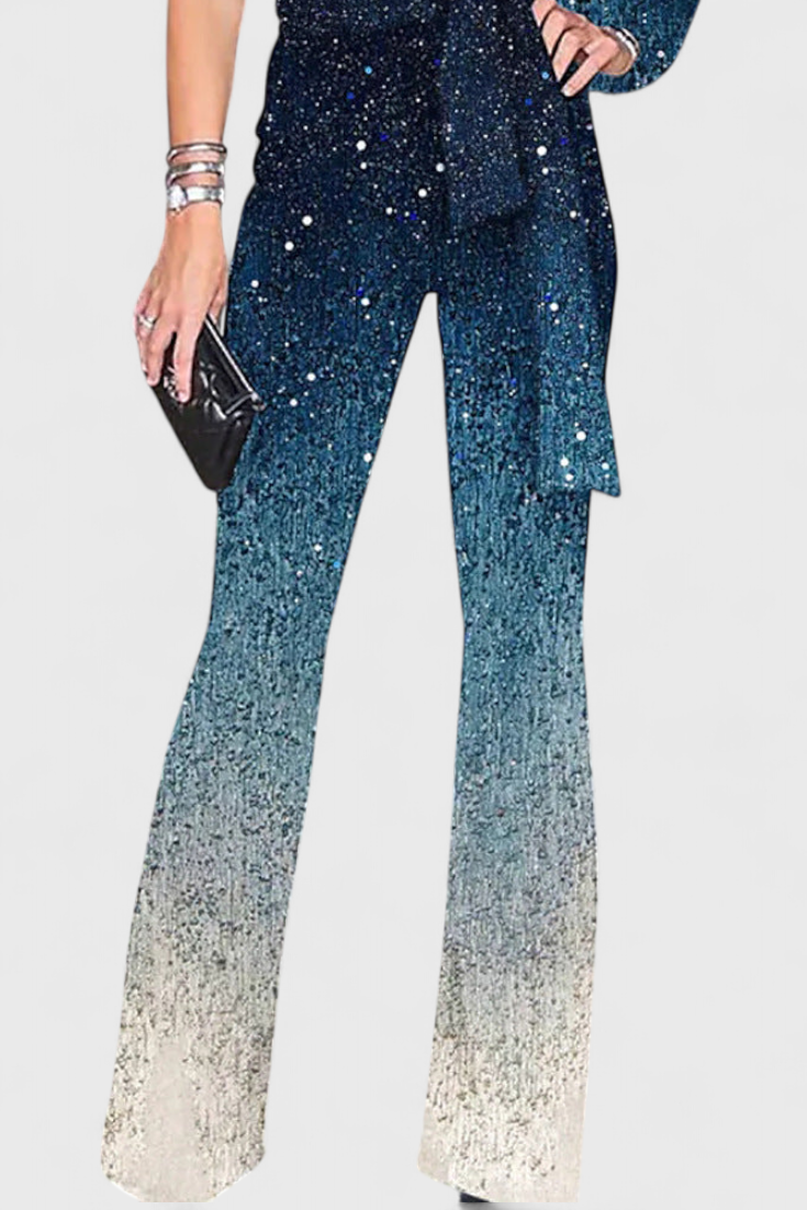 Cintia Asymmetrical Jumpsuit with Gradient Sparkles