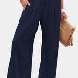 Alexia Cotton and Linen Pants with Fluid Cut and Natural Elegance