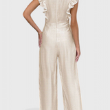 Amahle Linen Blend Jumpsuit with Ruffled Sleeves