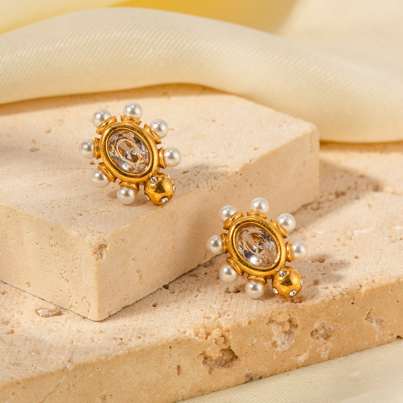 Theresa – Gold Earrings with Radiant Flowers