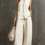 MAR | 2-Piece Cotton and Linen Set with Vest and Pants
