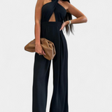 Jessica Mono Halter Crossback with Open Back and Wide Leg