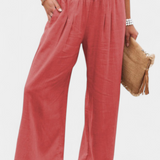 Alexia Cotton and Linen Pants with Fluid Cut and Natural Elegance
