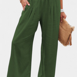 Alexia Cotton and Linen Pants with Fluid Cut and Natural Elegance