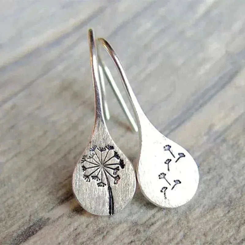 Silver Earrings in the Shape of a Dandelion