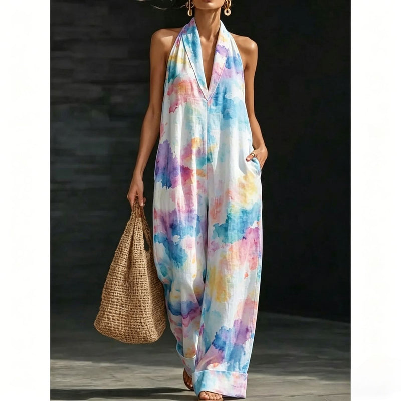 BEA 2 ™ | Minimalist and Elegant Printed Linen Jumpsuit