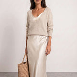 Satin midi dress with included sweater