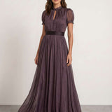 Flowy dress with lace collar