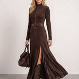 Brown suede dress