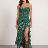Floral dress with side slit