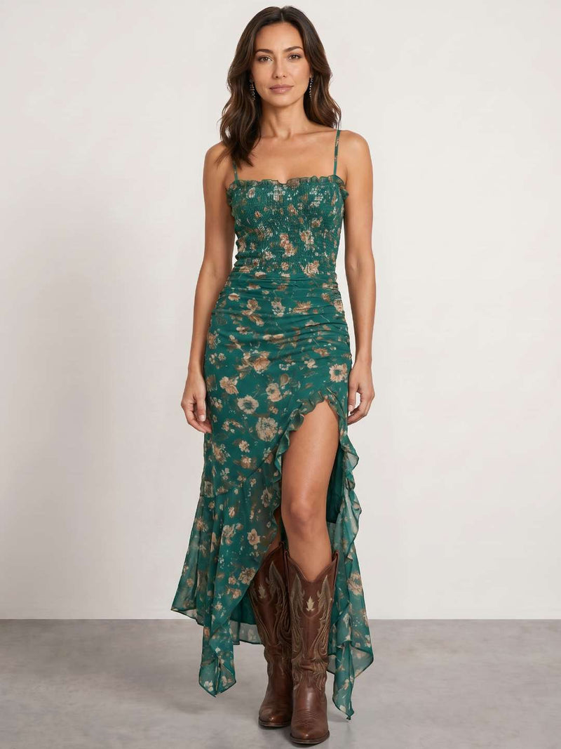 Floral dress with side slit