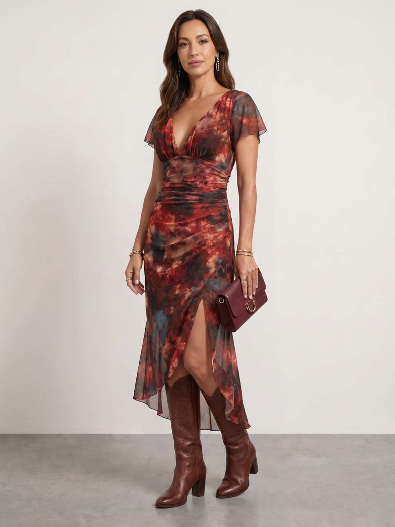 Draped Detail Midi Dress