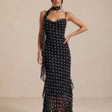 Polka dot midi dress with straps
