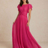 Pleated Dress with Knot Detail