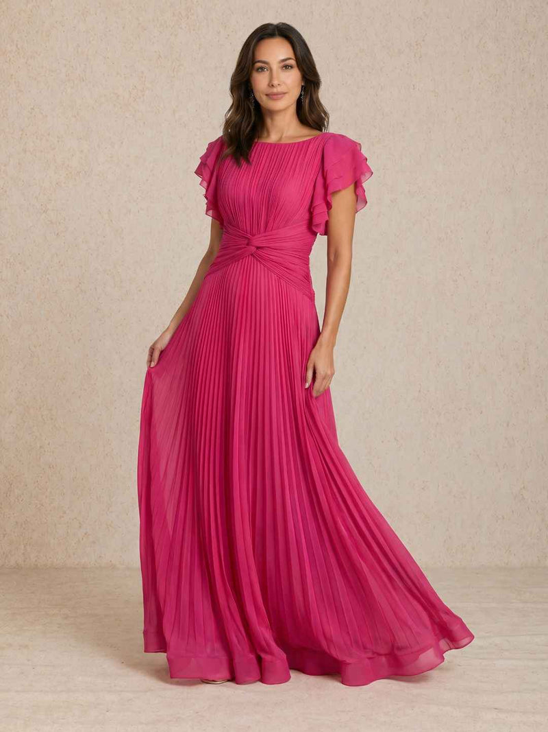 Pleated Dress with Knot Detail