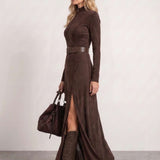 Brown suede dress