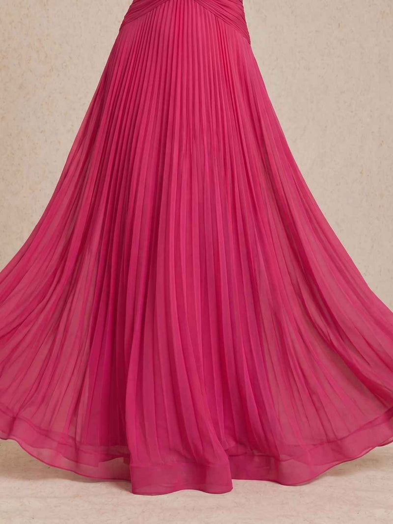 Pleated Dress with Knot Detail