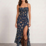 Floral dress with side slit
