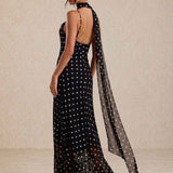 Polka dot midi dress with straps