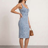 Denim dress with slit