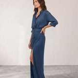 Pleated Shirt Dress with Slit