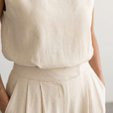 Fluid set of structured top and wide pants
