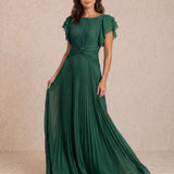 Pleated Dress with Knot Detail