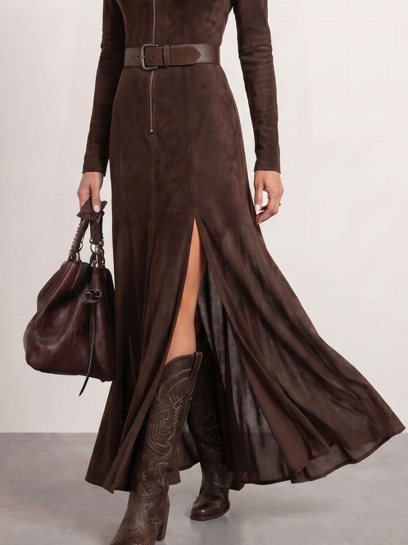 Brown suede dress
