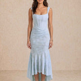 Midi dress with draping and square neckline