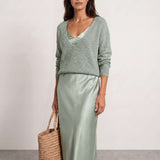 Satin midi dress with included sweater
