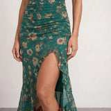 Floral dress with side slit