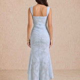 Midi dress with draping and square neckline