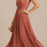 Pleated midi dress with V-neck
