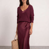 Satin midi dress with included sweater