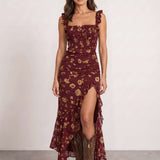 Floral dress with side slit