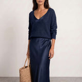 Satin midi dress with included sweater