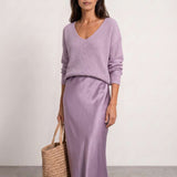 Satin midi dress with included sweater