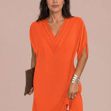 Short flowy dress with V-neck