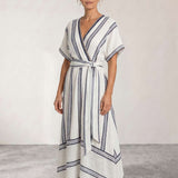Crossed midi dress with belt
