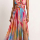 Multicolored Printed Long Dress
