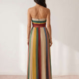 Multicolor Pleated Maxi Dress